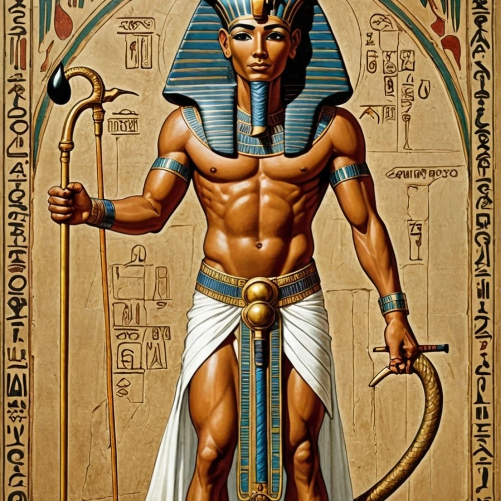 A Egyptian Pharoah In A Glass Front Frame 8x10 Picture AI wall art